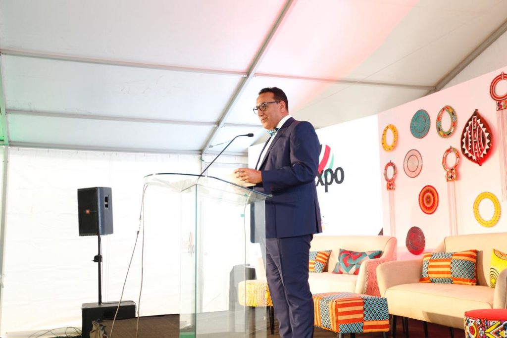 Najib Balala delivering his address at the opening of the Expo